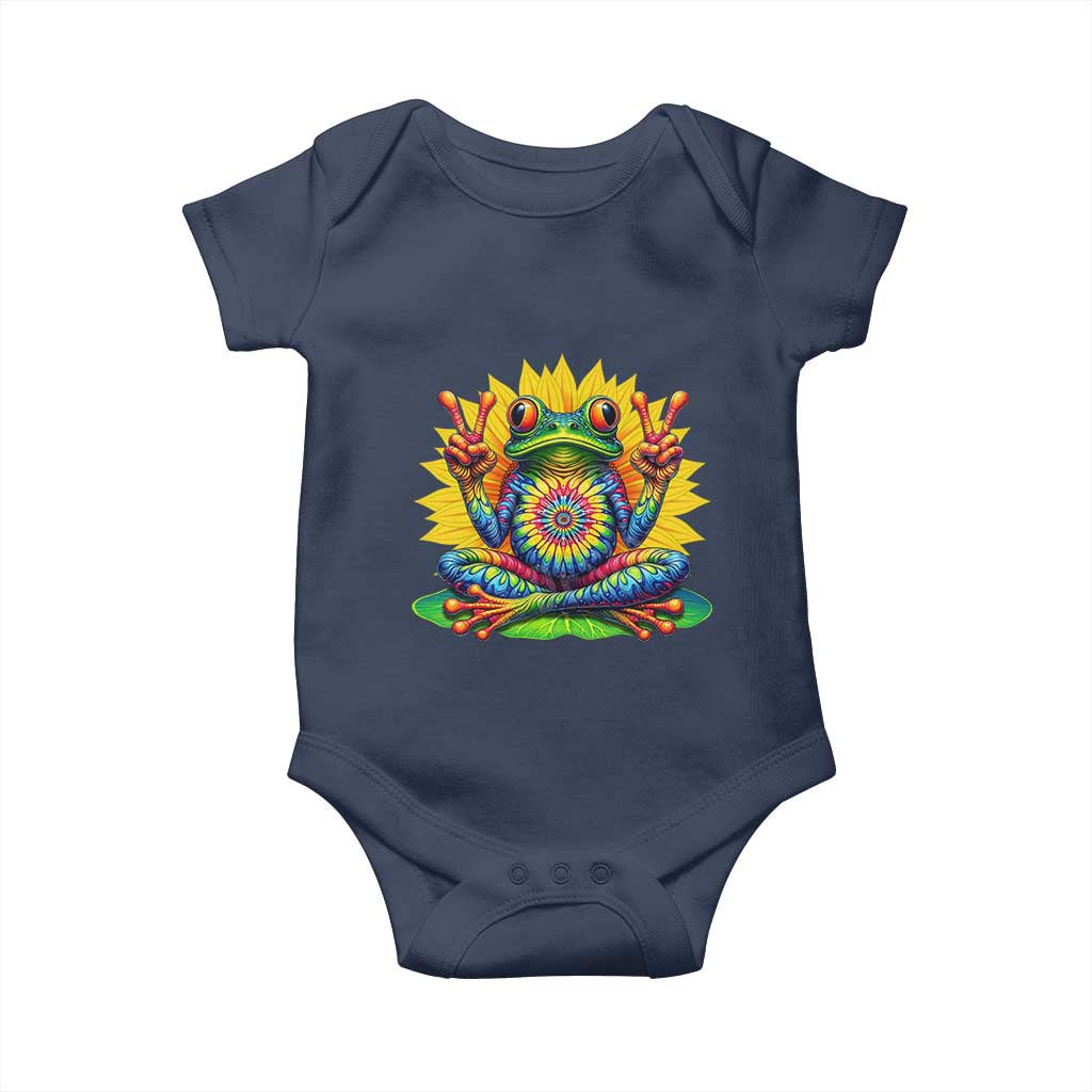 Tie Dye Frog Peace Sign Hippie Sunflower Baby Onesie - Wonder Print Shop