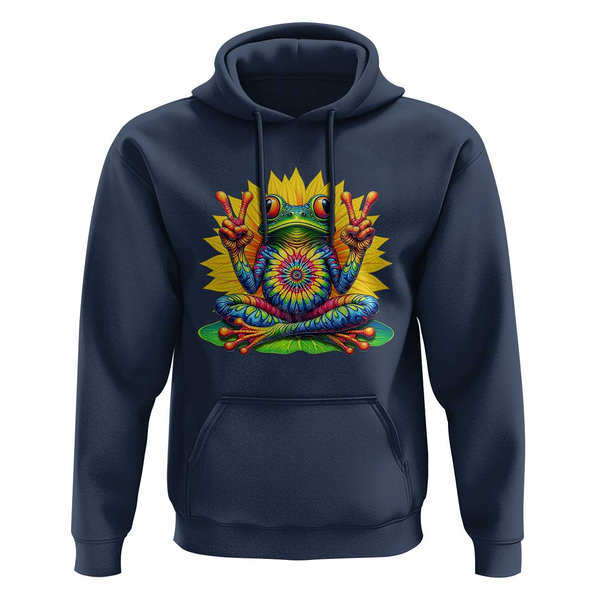 Tie Dye Frog Peace Sign Hippie Sunflower Hoodie - Wonder Print Shop