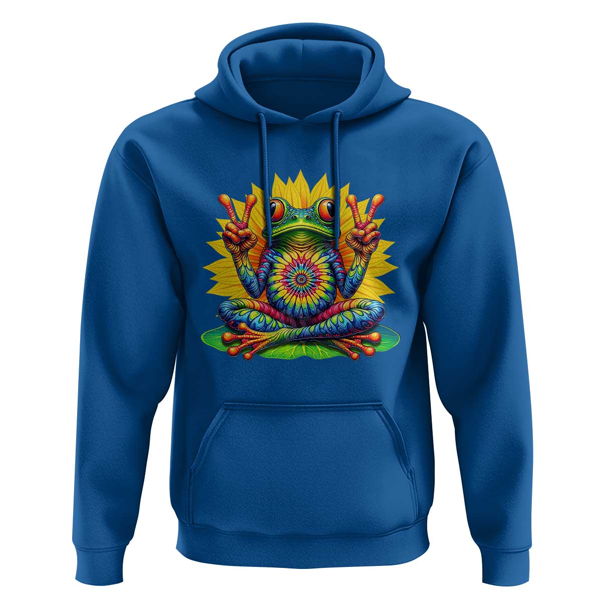 Tie Dye Frog Peace Sign Hippie Sunflower Hoodie - Wonder Print Shop