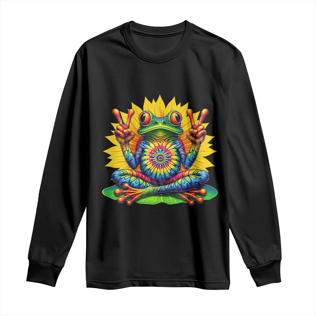 Tie Dye Frog Peace Sign Hippie Sunflower Long Sleeve Shirt - Wonder Print Shop