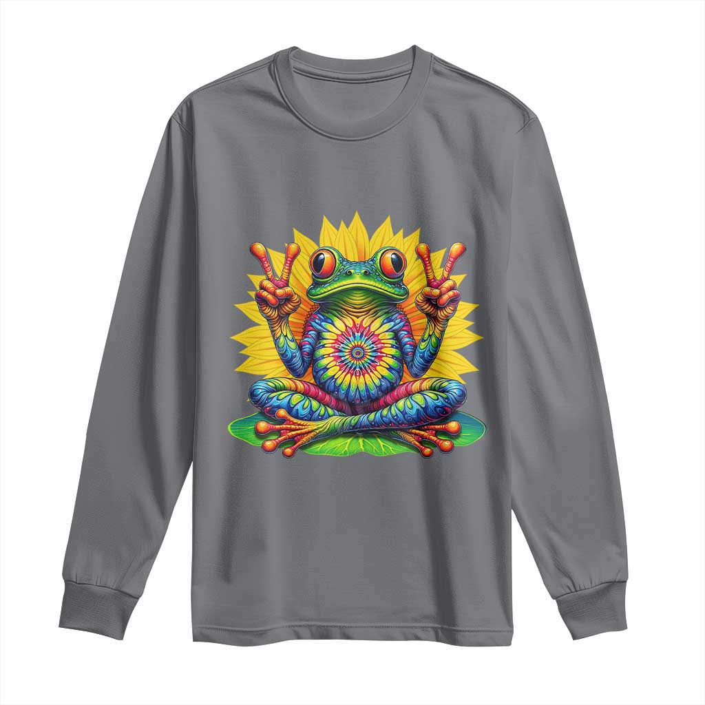 Tie Dye Frog Peace Sign Hippie Sunflower Long Sleeve Shirt - Wonder Print Shop