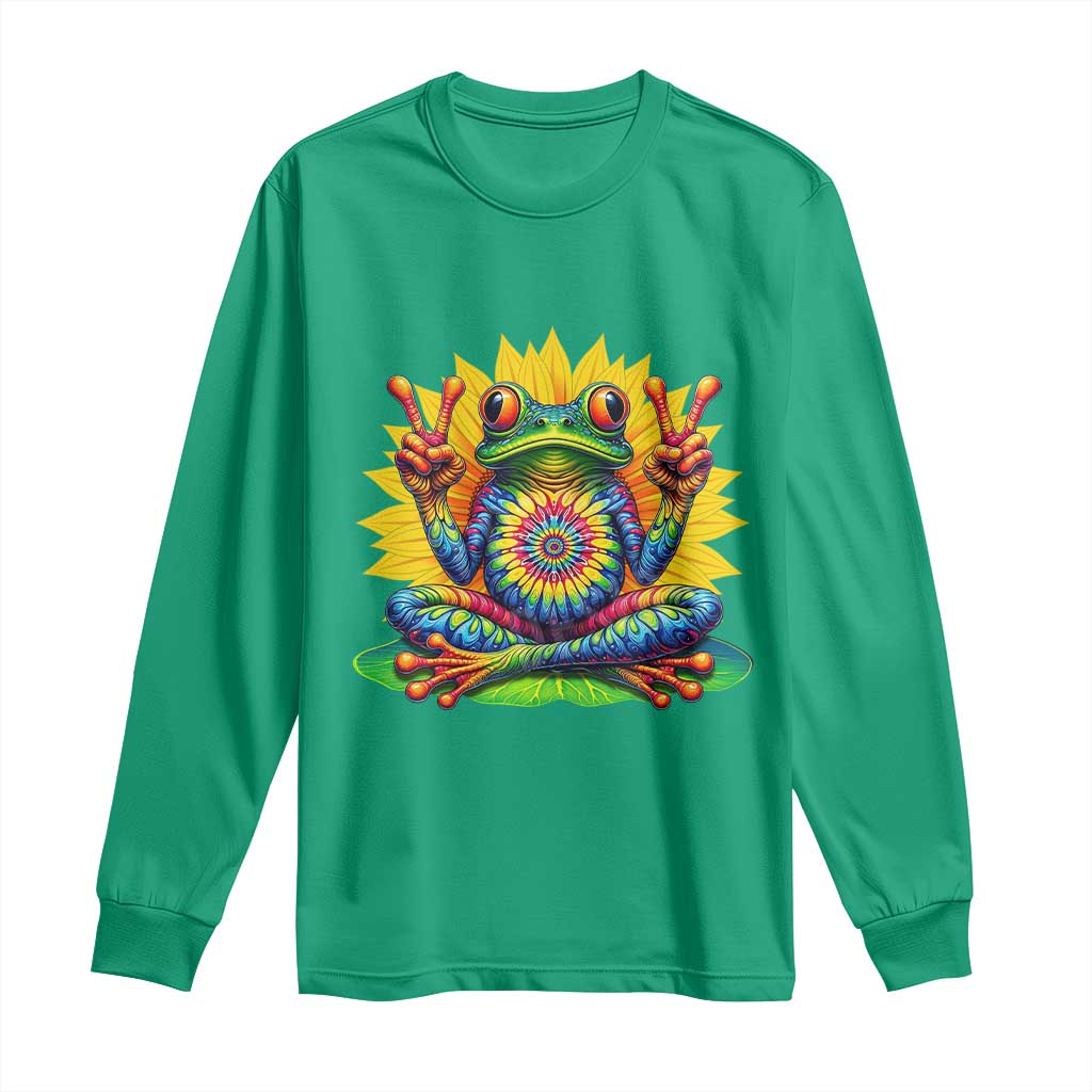 Tie Dye Frog Peace Sign Hippie Sunflower Long Sleeve Shirt - Wonder Print Shop