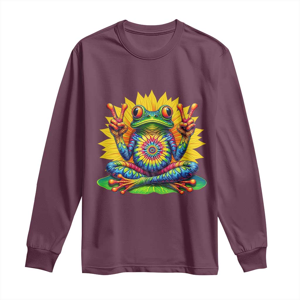 Tie Dye Frog Peace Sign Hippie Sunflower Long Sleeve Shirt - Wonder Print Shop