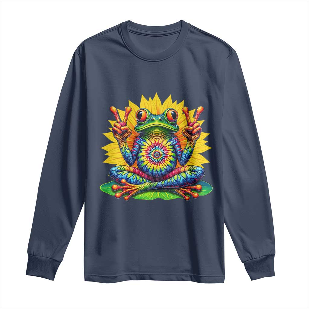 Tie Dye Frog Peace Sign Hippie Sunflower Long Sleeve Shirt - Wonder Print Shop