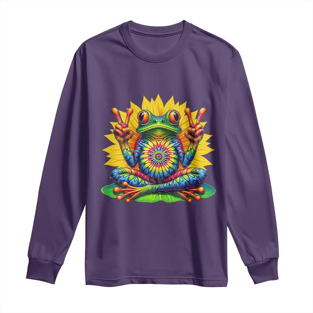 Tie Dye Frog Peace Sign Hippie Sunflower Long Sleeve Shirt - Wonder Print Shop