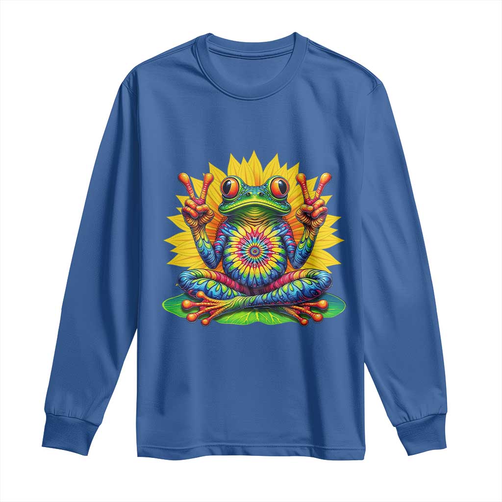Tie Dye Frog Peace Sign Hippie Sunflower Long Sleeve Shirt - Wonder Print Shop