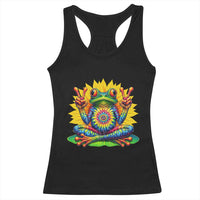 Tie Dye Frog Peace Sign Hippie Sunflower Racerback Tank Top - Wonder Print Shop