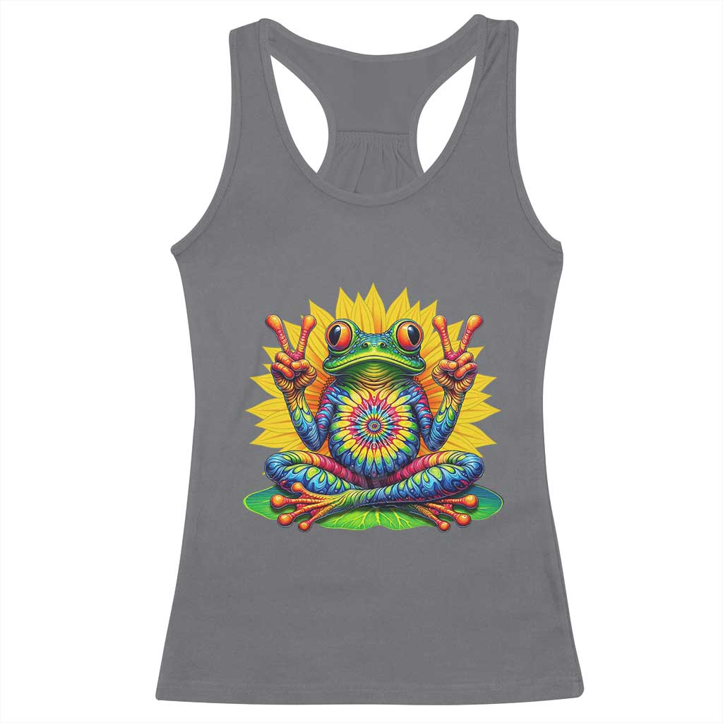 Tie Dye Frog Peace Sign Hippie Sunflower Racerback Tank Top - Wonder Print Shop