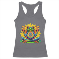 Tie Dye Frog Peace Sign Hippie Sunflower Racerback Tank Top - Wonder Print Shop