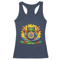 Tie Dye Frog Peace Sign Hippie Sunflower Racerback Tank Top - Wonder Print Shop