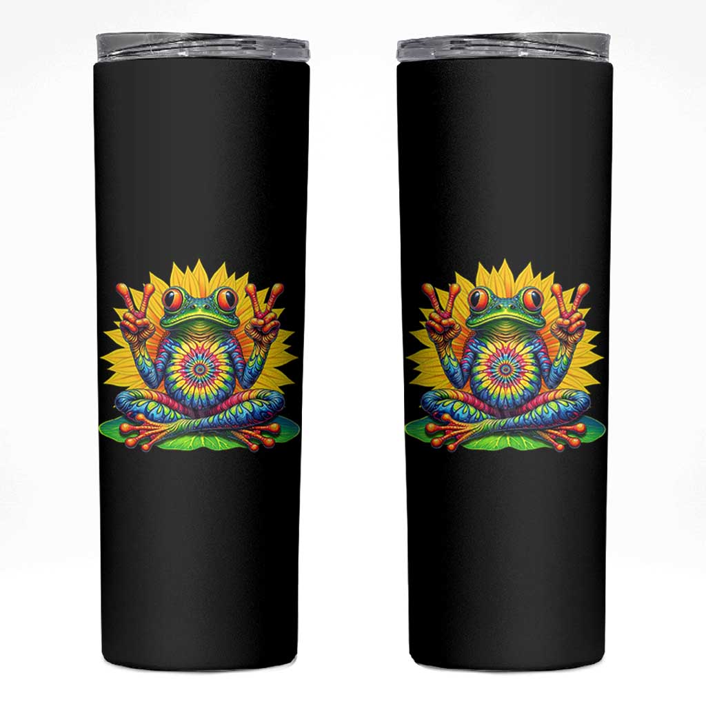 Tie Dye Frog Peace Sign Hippie Sunflower Skinny Tumbler - Wonder Print Shop