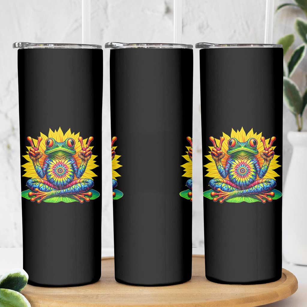 Tie Dye Frog Peace Sign Hippie Sunflower Skinny Tumbler - Wonder Print Shop