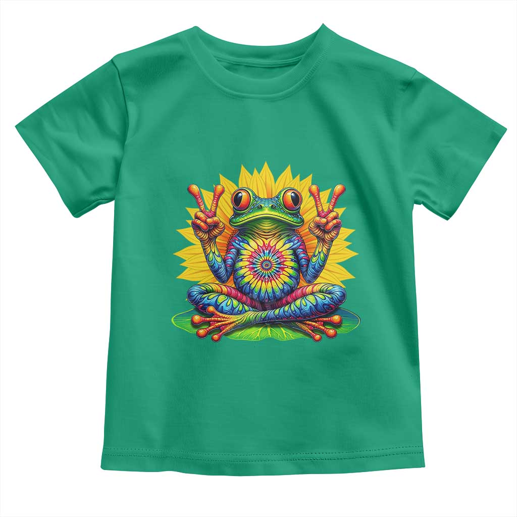 Tie Dye Frog Peace Sign Hippie Sunflower Toddler T Shirt - Wonder Print Shop