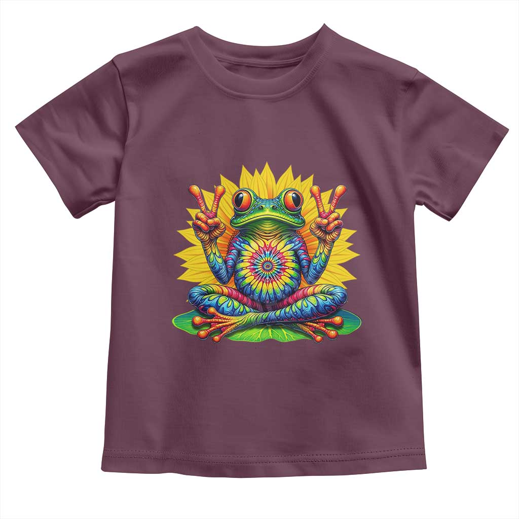 Tie Dye Frog Peace Sign Hippie Sunflower Toddler T Shirt - Wonder Print Shop
