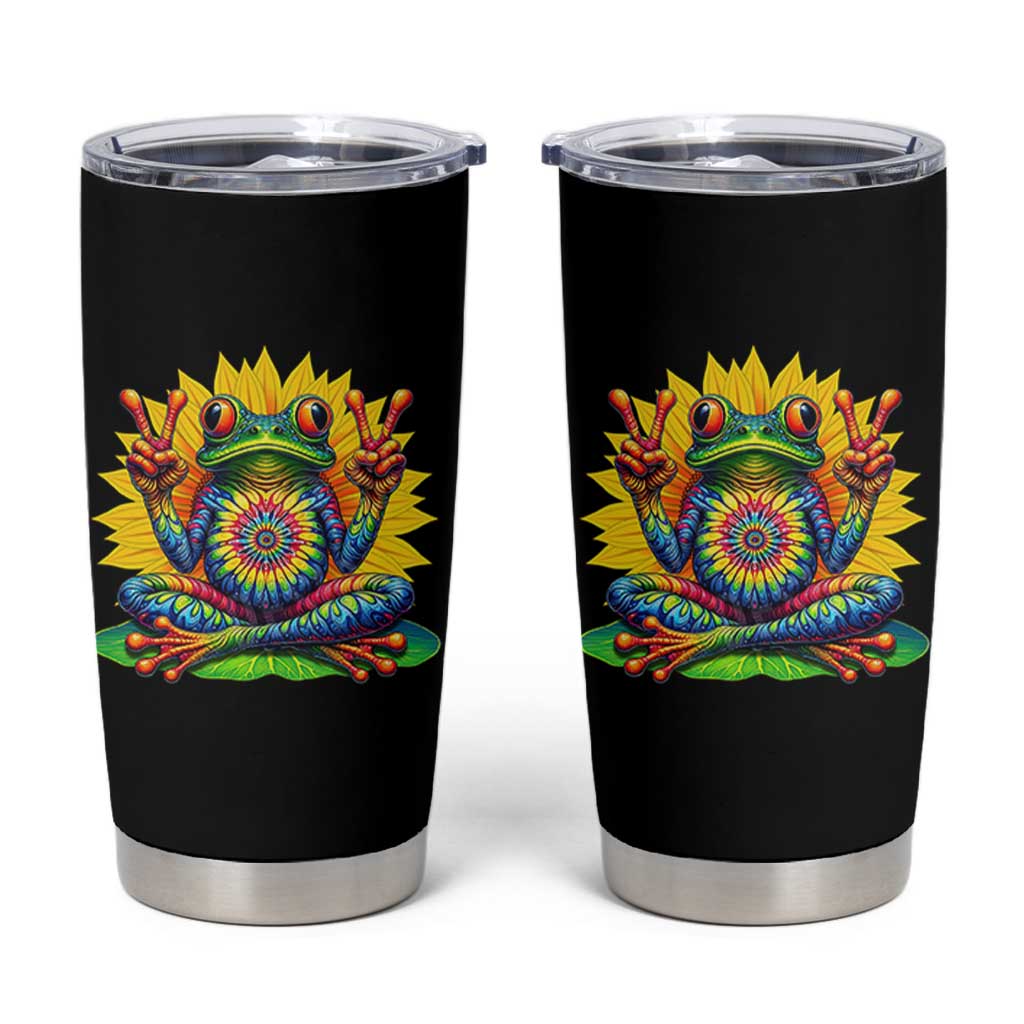 Tie Dye Frog Peace Sign Hippie Sunflower Tumbler Cup - Wonder Print Shop