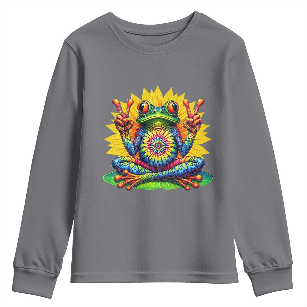 Tie Dye Frog Peace Sign Hippie Sunflower Youth Sweatshirt - Wonder Print Shop