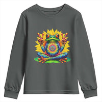 Tie Dye Frog Peace Sign Hippie Sunflower Youth Sweatshirt - Wonder Print Shop