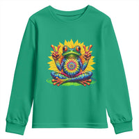 Tie Dye Frog Peace Sign Hippie Sunflower Youth Sweatshirt - Wonder Print Shop