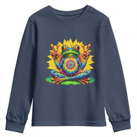 Tie Dye Frog Peace Sign Hippie Sunflower Youth Sweatshirt - Wonder Print Shop