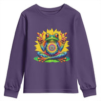 Tie Dye Frog Peace Sign Hippie Sunflower Youth Sweatshirt - Wonder Print Shop