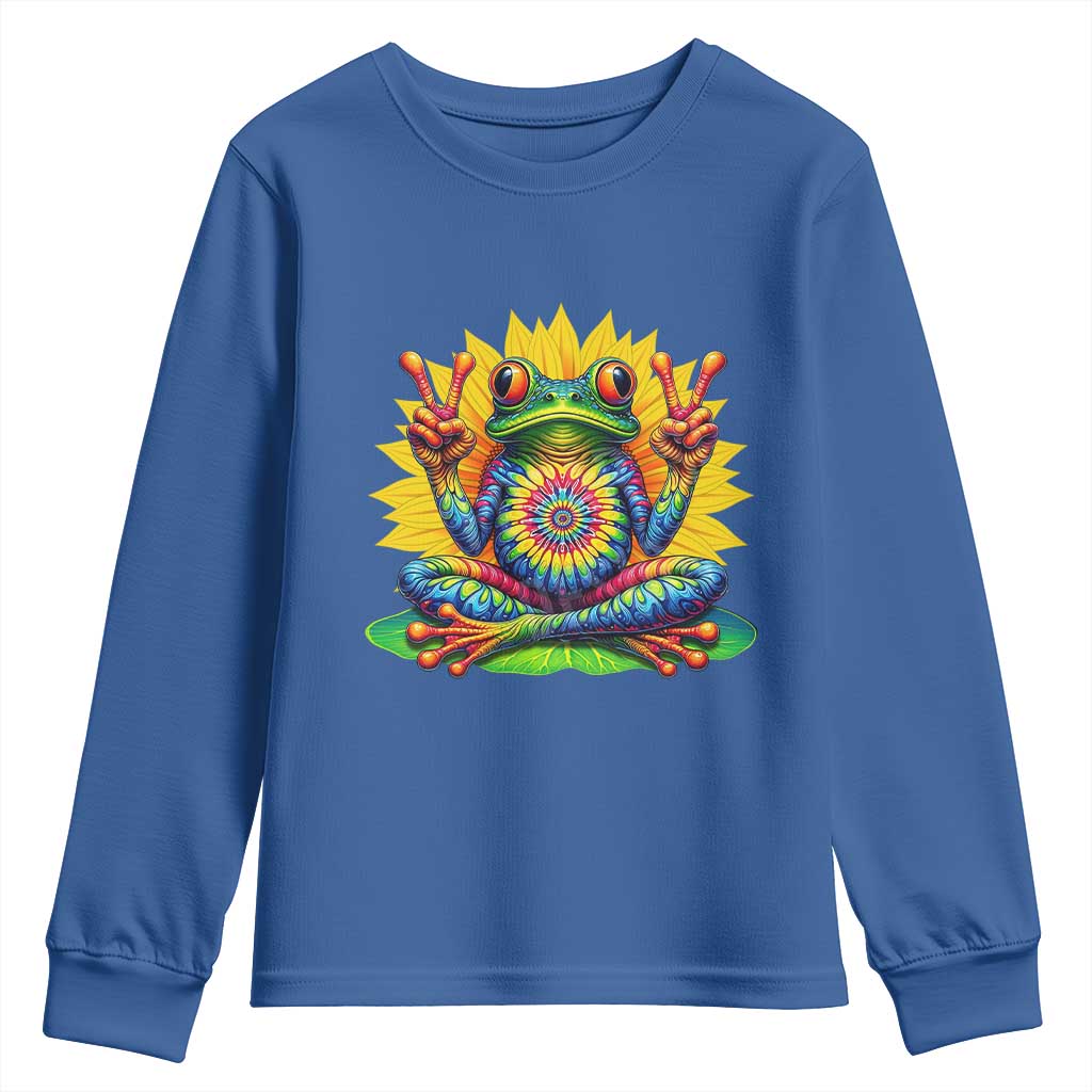 Tie Dye Frog Peace Sign Hippie Sunflower Youth Sweatshirt - Wonder Print Shop