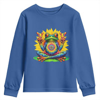 Tie Dye Frog Peace Sign Hippie Sunflower Youth Sweatshirt - Wonder Print Shop
