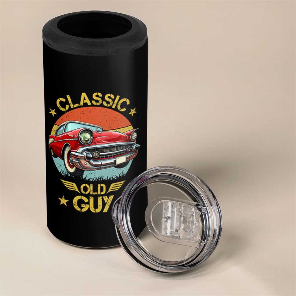 Funny Classic Old Guy 4 in 1 Can Cooler Tumbler Humor Saying Classic Car Lover - Wonder Print Shop