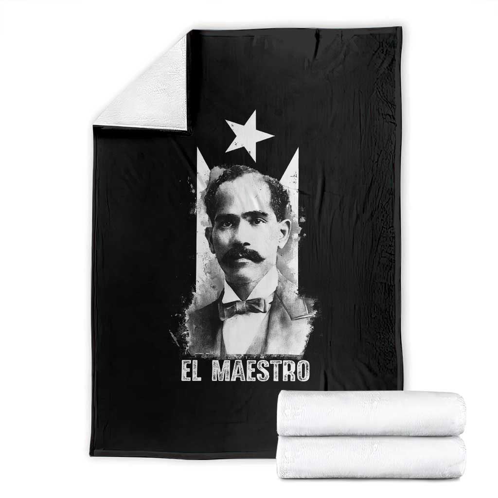 Pedro Albizu Campos Throw Blanket El Maestro Black Puerto Rico Flag - Wonder Print Shop