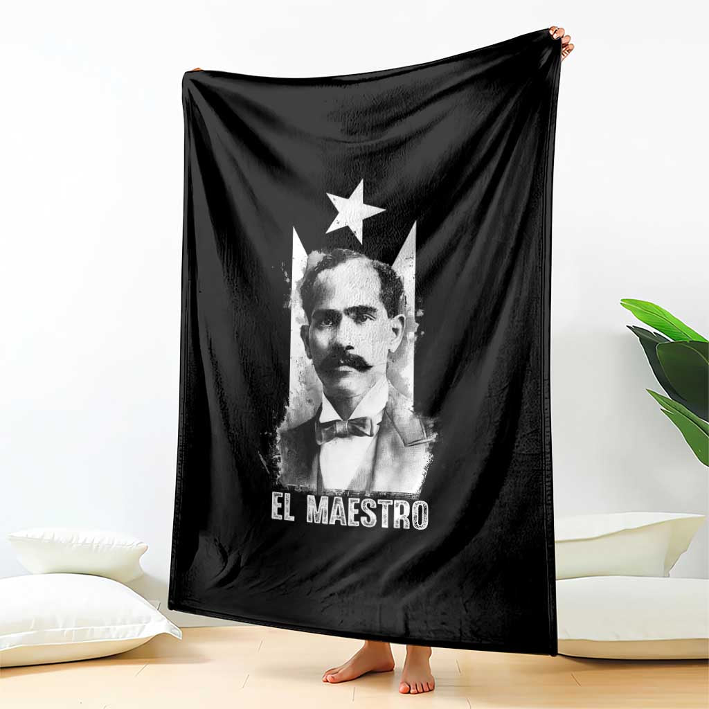 Pedro Albizu Campos Throw Blanket El Maestro Black Puerto Rico Flag - Wonder Print Shop