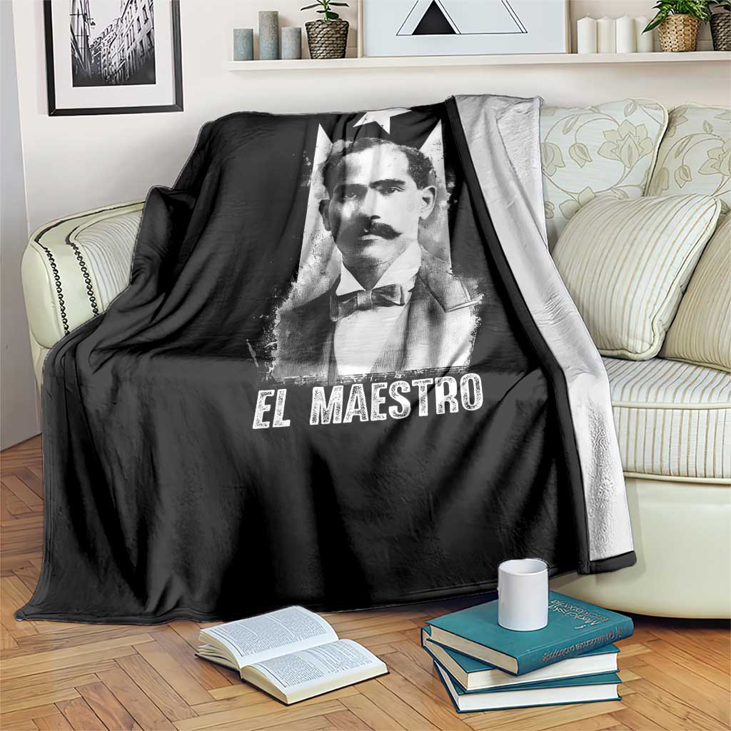 Pedro Albizu Campos Throw Blanket El Maestro Black Puerto Rico Flag - Wonder Print Shop