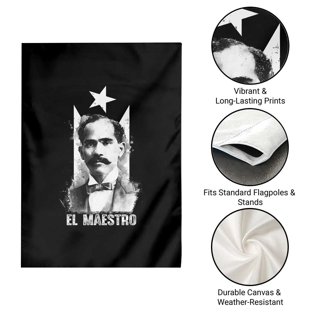 Pedro Albizu Campos Garden Flag El Maestro Black Puerto Rico Flag - Wonder Print Shop