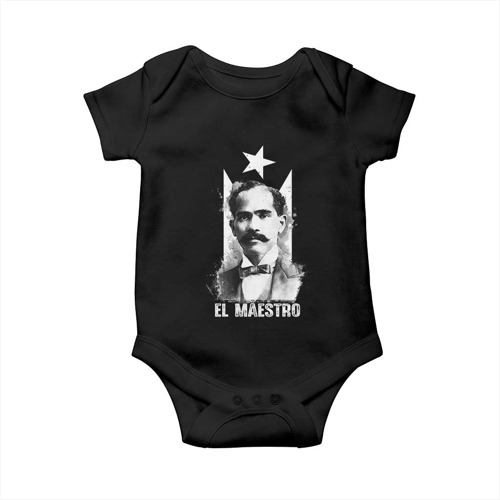 Pedro Albizu Campos Baby Onesie El Maestro Black Puerto Rico Flag - Wonder Print Shop