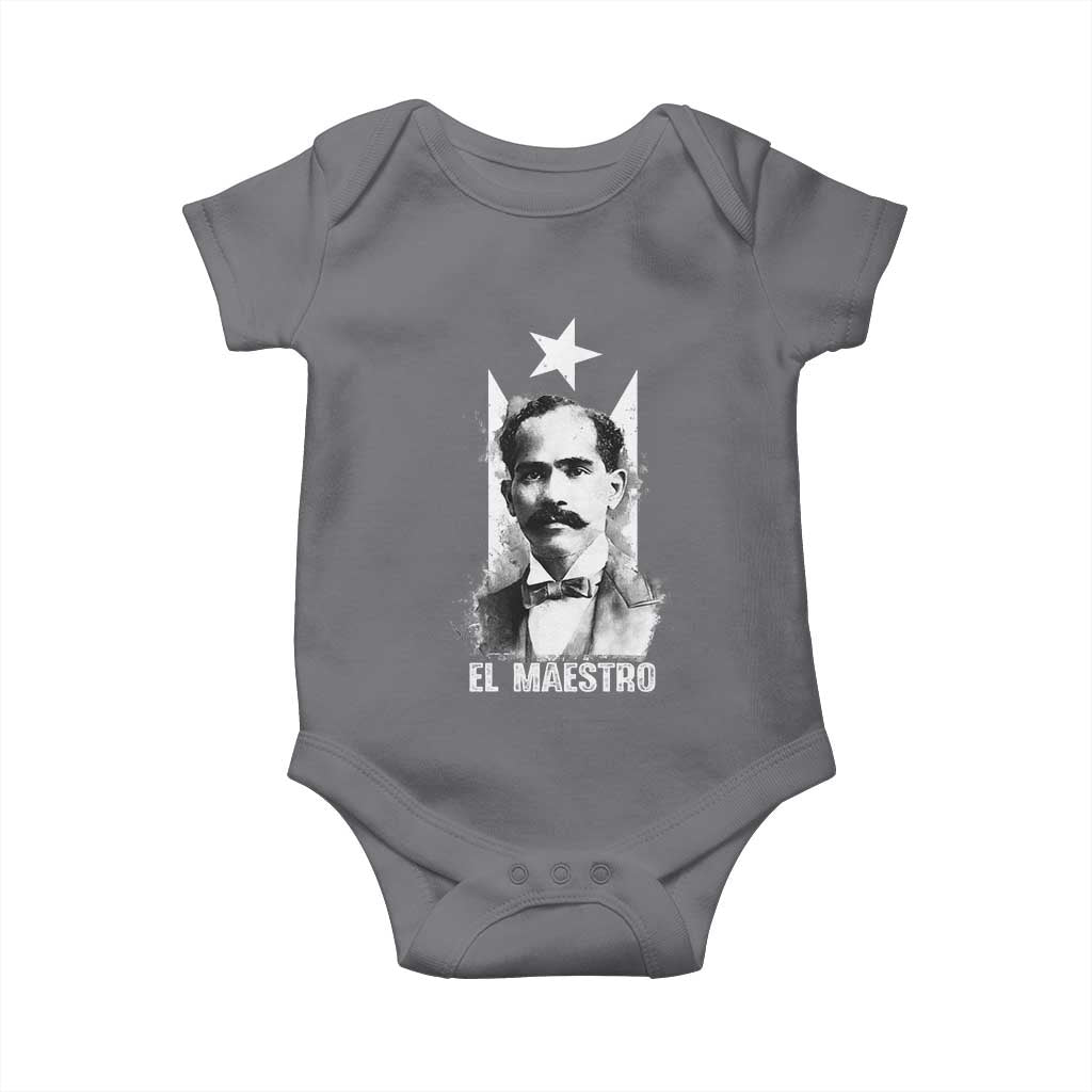 Pedro Albizu Campos Baby Onesie El Maestro Black Puerto Rico Flag - Wonder Print Shop