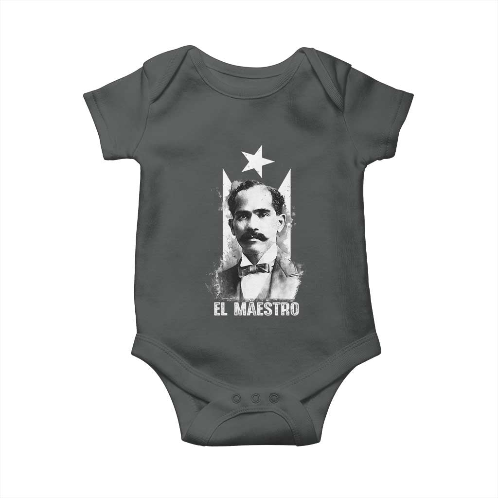 Pedro Albizu Campos Baby Onesie El Maestro Black Puerto Rico Flag - Wonder Print Shop