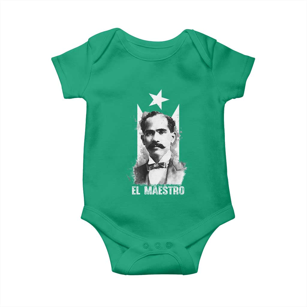Pedro Albizu Campos Baby Onesie El Maestro Black Puerto Rico Flag - Wonder Print Shop