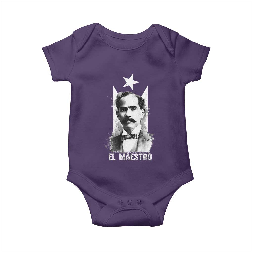 Pedro Albizu Campos Baby Onesie El Maestro Black Puerto Rico Flag - Wonder Print Shop