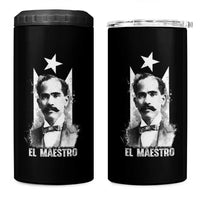 Pedro Albizu Campos 4 in 1 Can Cooler Tumbler El Maestro Black Puerto Rico Flag - Wonder Print Shop