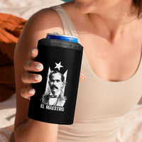 Pedro Albizu Campos 4 in 1 Can Cooler Tumbler El Maestro Black Puerto Rico Flag - Wonder Print Shop