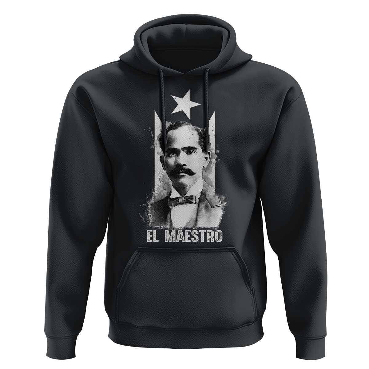 Pedro Albizu Campos Hoodie El Maestro Black Puerto Rico Flag - Wonder Print Shop