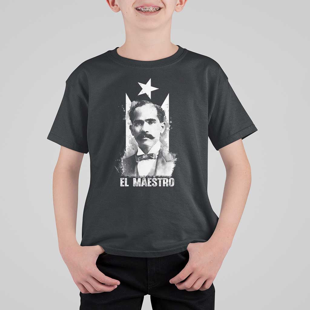 Pedro Albizu Campos T Shirt For Kid El Maestro Black Puerto Rico Flag - Wonder Print Shop