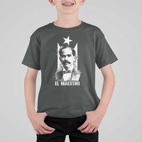 Pedro Albizu Campos T Shirt For Kid El Maestro Black Puerto Rico Flag - Wonder Print Shop