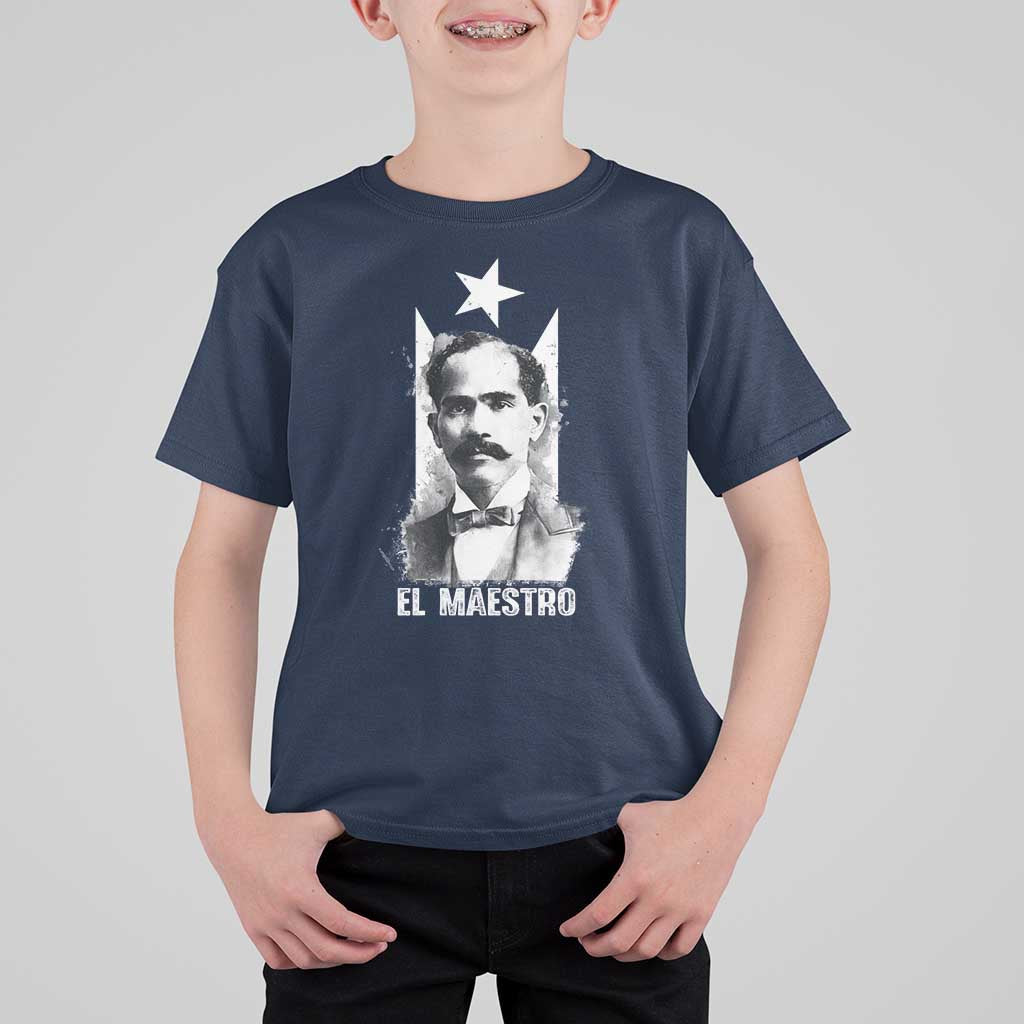 Pedro Albizu Campos T Shirt For Kid El Maestro Black Puerto Rico Flag - Wonder Print Shop