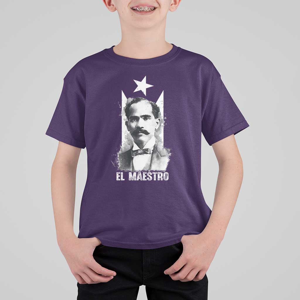 Pedro Albizu Campos T Shirt For Kid El Maestro Black Puerto Rico Flag - Wonder Print Shop