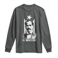 Pedro Albizu Campos Long Sleeve Shirt El Maestro Black Puerto Rico Flag - Wonder Print Shop