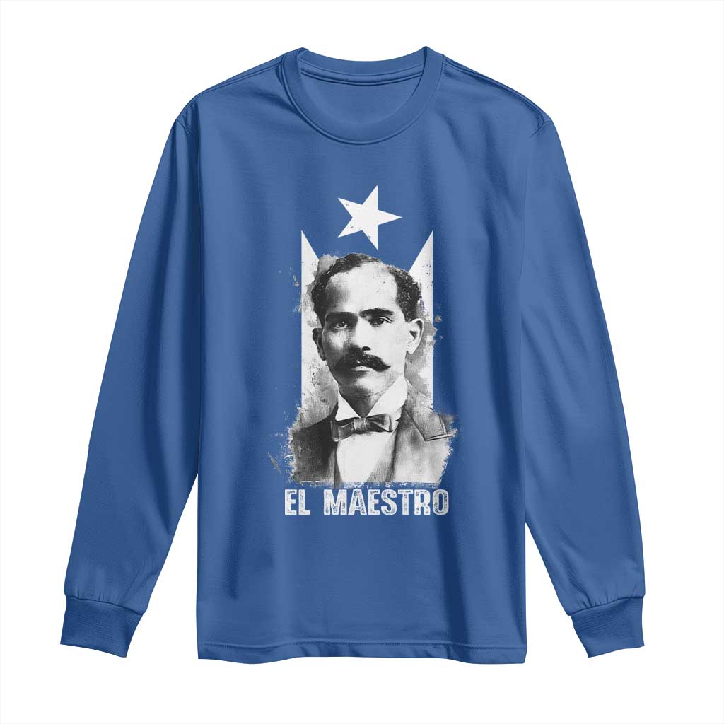 Pedro Albizu Campos Long Sleeve Shirt El Maestro Black Puerto Rico Flag - Wonder Print Shop