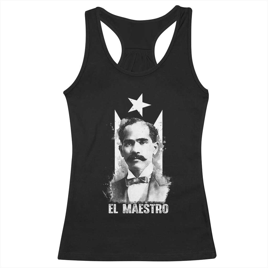 Pedro Albizu Campos Racerback Tank Top El Maestro Black Puerto Rico Flag - Wonder Print Shop