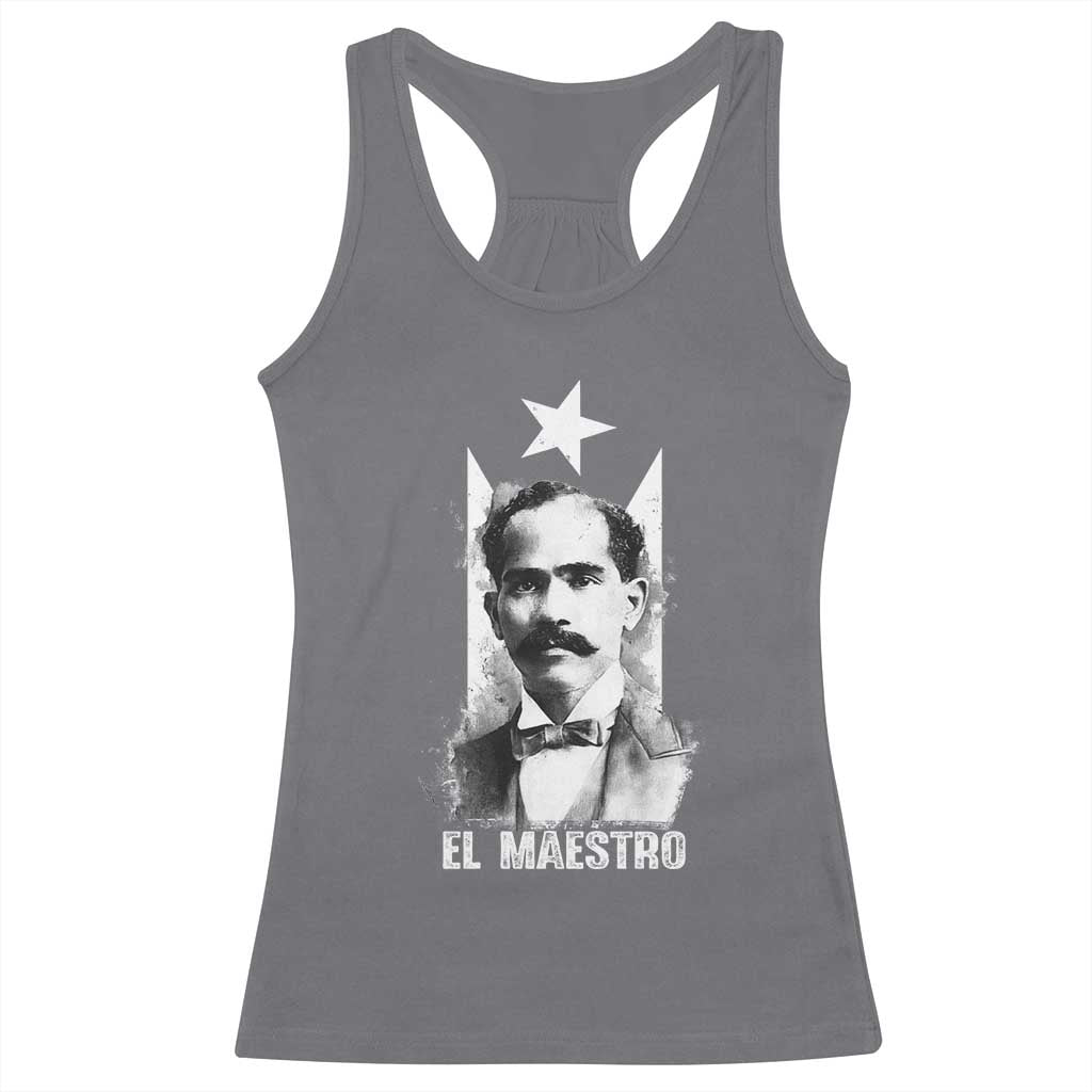 Pedro Albizu Campos Racerback Tank Top El Maestro Black Puerto Rico Flag - Wonder Print Shop