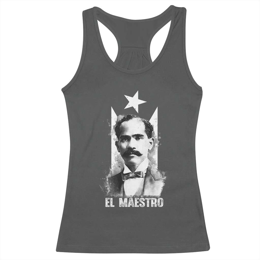 Pedro Albizu Campos Racerback Tank Top El Maestro Black Puerto Rico Flag - Wonder Print Shop