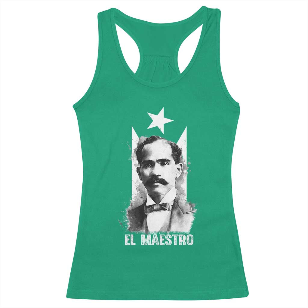 Pedro Albizu Campos Racerback Tank Top El Maestro Black Puerto Rico Flag - Wonder Print Shop
