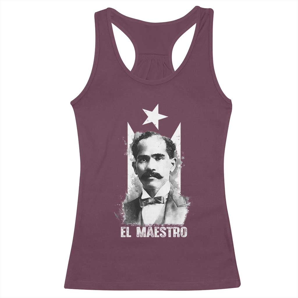Pedro Albizu Campos Racerback Tank Top El Maestro Black Puerto Rico Flag - Wonder Print Shop